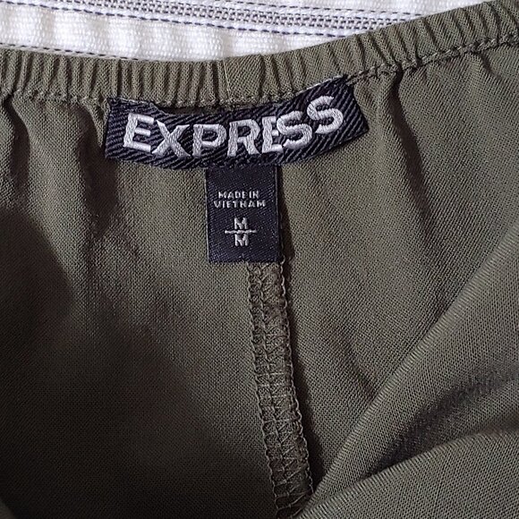 EXPRESS Ruffle Dress Olive Green Size M - Picture 7 of 8